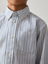 9-13 yrs Cotton-Poplin Striped Oversize Shirt Blue/White | Children