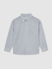 3-9 yrs Cotton-Poplin Striped Oversize Shirt Blue/White | Children