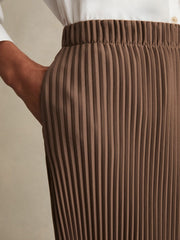 Pleated Jersey Midi Skirt Chocolate | Womens
