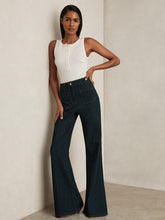 Petite Patch-Pocket Flared Jeans Dark Blue | Womens