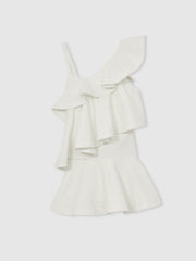 Cotton Tiered Ruffle Mini Dress Ivory | Womens