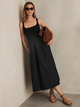 Perforated-Knit Cotton-Skirt Midi Dress Navy | Womens