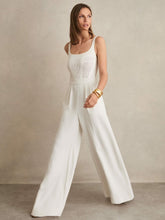 Perforated-Knit Wide-Leg Jumpsuit Ivory | Womens