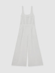 Perforated-Knit Wide-Leg Jumpsuit Ivory | Womens