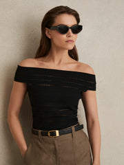 Leather Curved-Buckle Belt Black | Womens