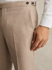 Wool-Blend Slim-Fit Suit Trousers Oatmeal Brown | Mens