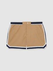 | Ché Stripe-Trim Swim Shorts Camel | Mens
