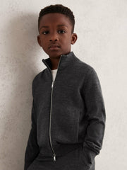 3-9 yrs Merino Wool-Blend Zip-Through Cardigan Derby Grey Melange | Children