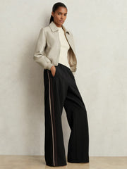 Side-Stripe Wide-Leg Trousers Black | Womens