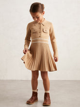 3-9 yrs Button-Detail Stripe Knitted Dress Camel | Children