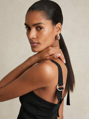 Stretch-Cotton D-Ring Strap Vest Black | Womens