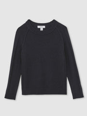 9-13 yrs Wool-Cashmere Reverse-Seam Jumper Navy | Children