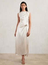 Acler Satin Draped Maxi Dress Ivory | Womens