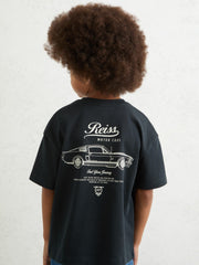 Cotton Motor Cars-Print T-Shirt Blue | Children