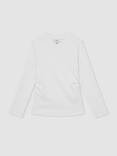 13-14 yrs Cotton Ruched Long-Sleeve T-Shirt with Stretch Ivory | Children