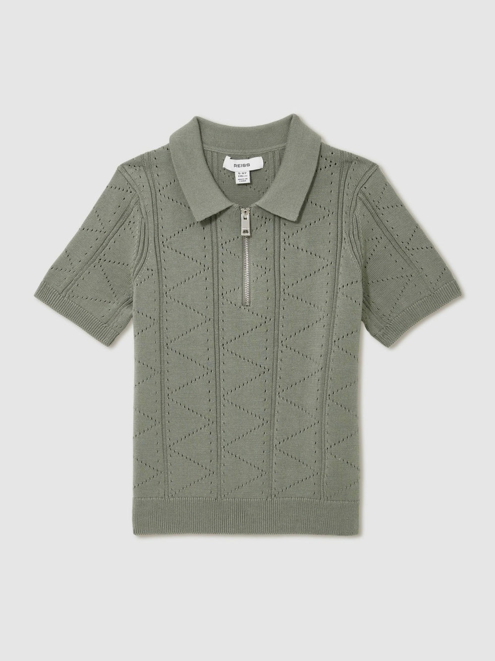 13-14 yrs Half-Zip Pointelle Polo Shirt Sage | Children