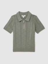 13-14 yrs Half-Zip Pointelle Polo Shirt Sage | Children