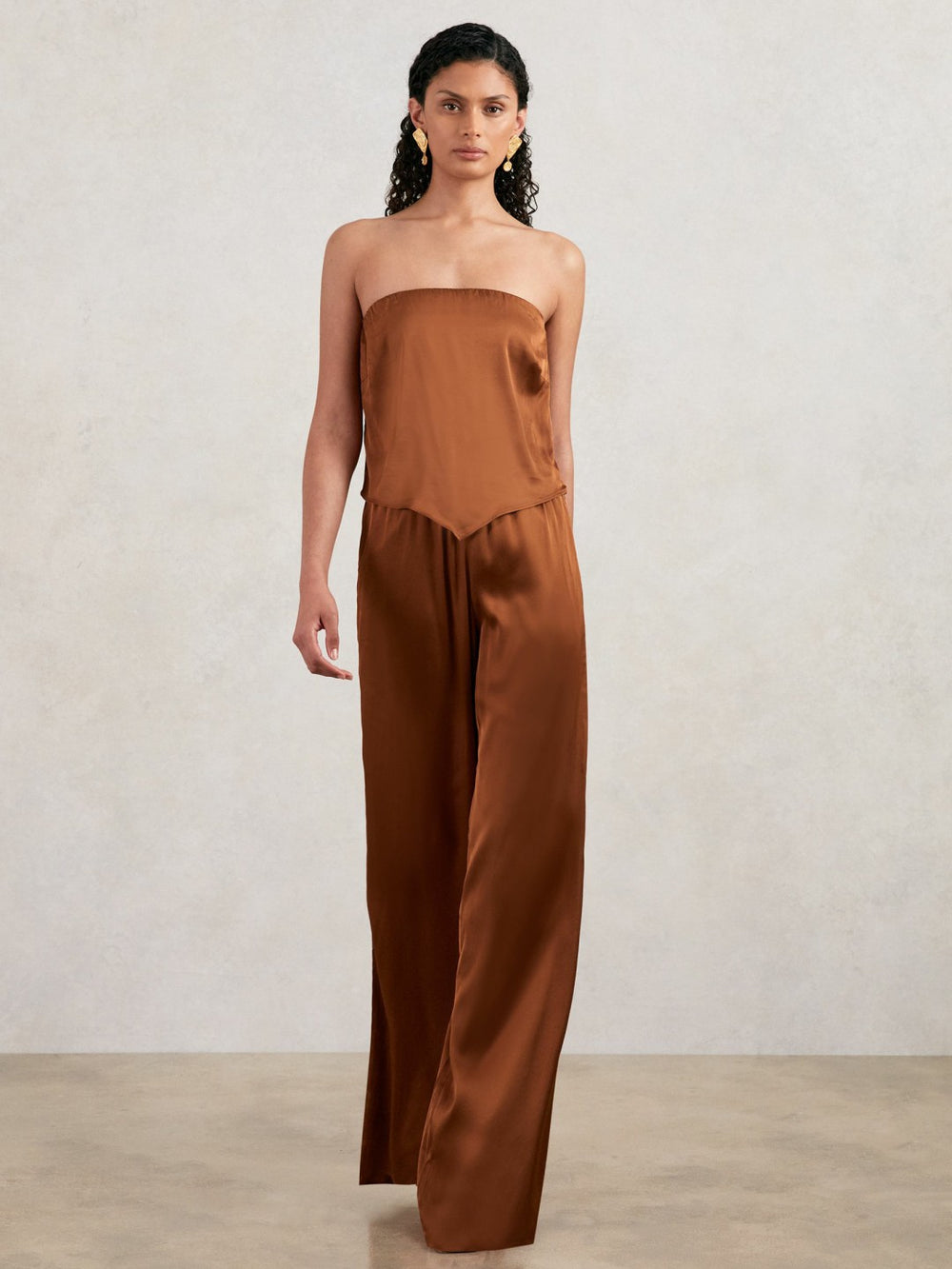 Good American Satin Wide-Leg Trousers Copper | Womens