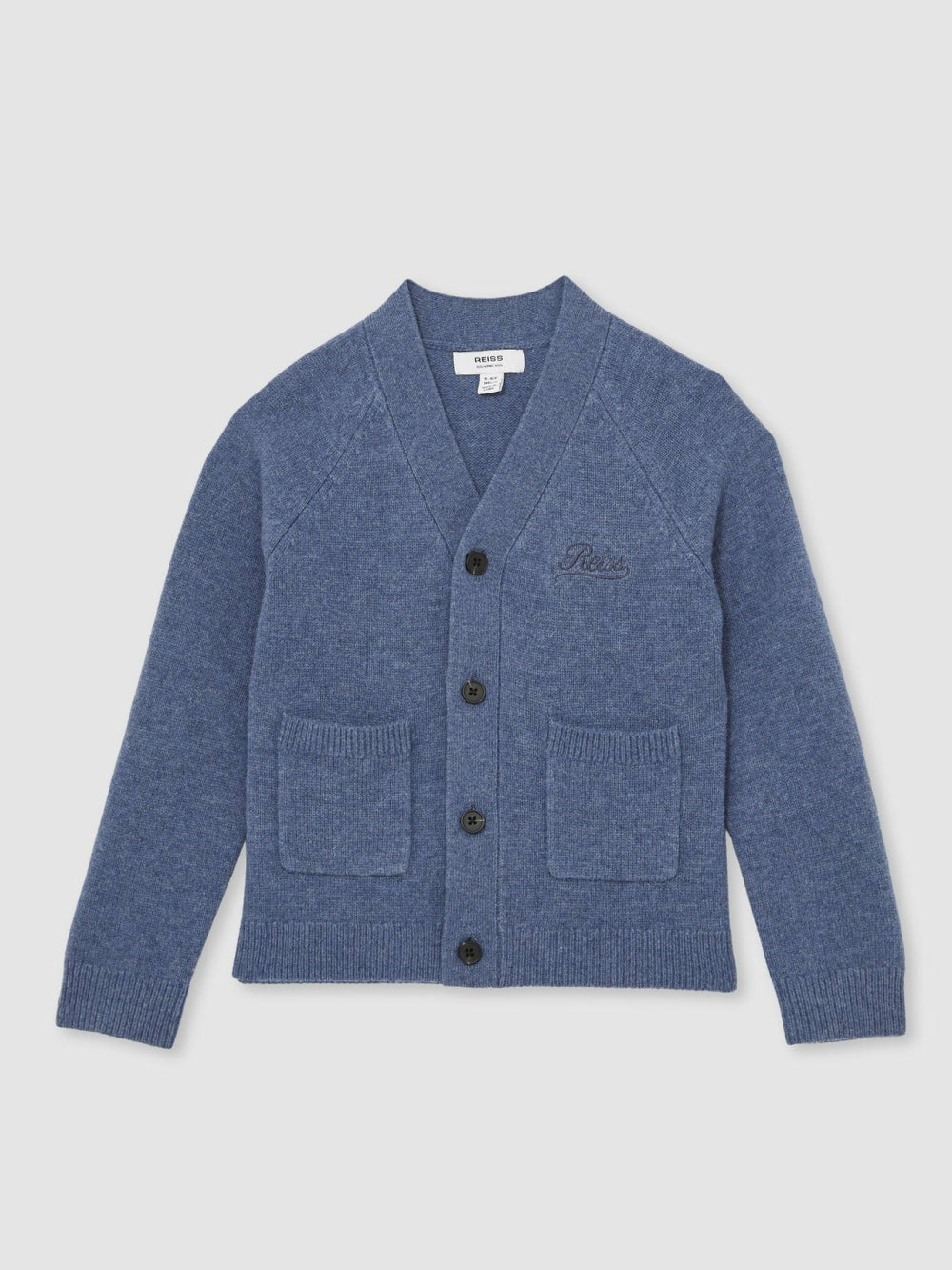 13-14 yrs Wool Embroidered-Logo Cardigan Dark Airforce Blue | Children