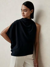 One-Shoulder Draped Top Navy | Womens