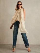 Draped Chiffon Sleeveless Top Ivory | Womens