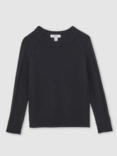 13-14 yrs Wool-Cashmere Reverse-Seam Jumper Navy | Children