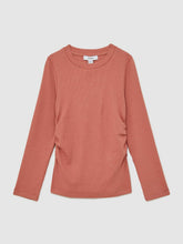 13-14 yrs Cotton Ruched Long-Sleeve T-Shirt with Stretch Rose | Children