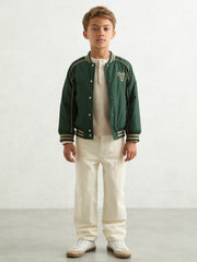 3-9 yrs Motor Cars Embroidered Bomber Jacket Forest Green/Off White | Children