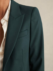 Wool-Blend Single-Breasted Suit Blazer Green | Womens