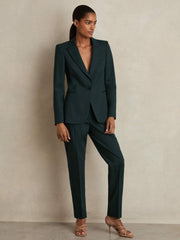 Wool-Blend Single-Breasted Suit Blazer Green | Womens