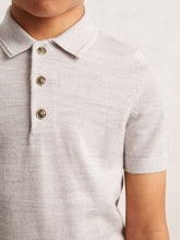 9-13 yrs Merino Wool Short Sleeve Polo Shirt Wicker Melange | Children