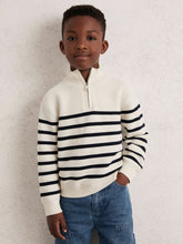 13-14 yrs Cotton-Blend Stripe Half-Zip Jumper White | Children
