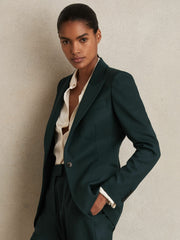 Petite Wool-Blend Single-Breasted Suit Blazer Green | Womens