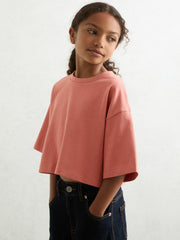 Cotton Oversized Cropped T-Shirt Rose | Children