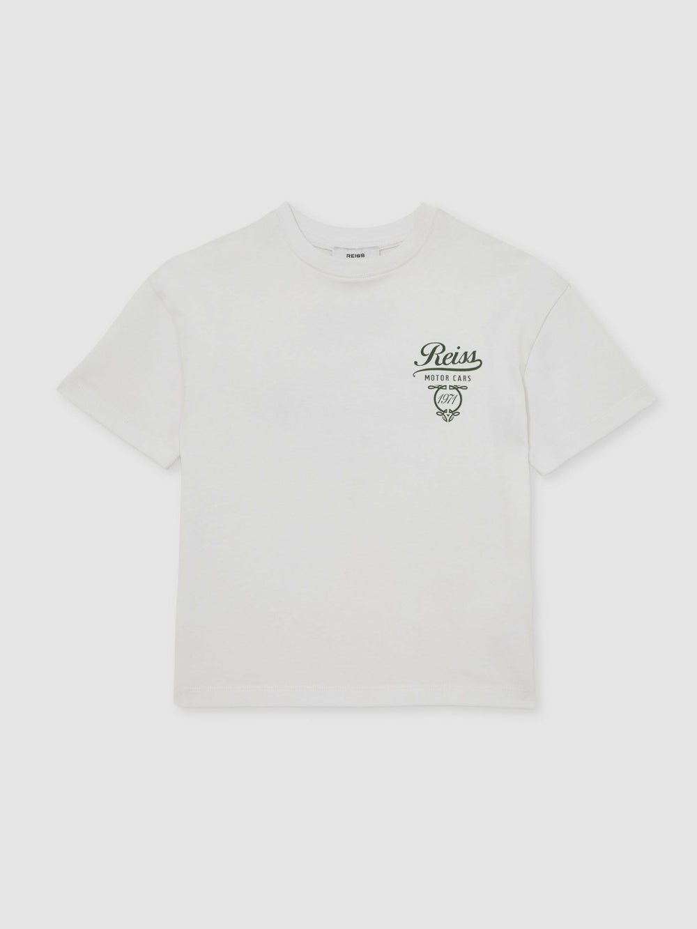 13-14 yrs Cotton Motor Cars-Print T-Shirt White/Green | Children
