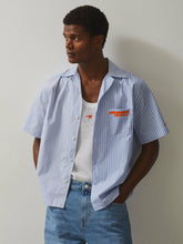 McLaren F1 Team Cuban Collar Striped Shirt Soft Blue/White | Mens