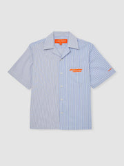 McLaren F1 Team Cuban Collar Striped Shirt Soft Blue/White | Mens
