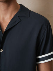 | Ché Stripe-Cuff Shirt Navy | Mens