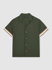 | Ché Stripe-Cuff Shirt Pine Green | Mens