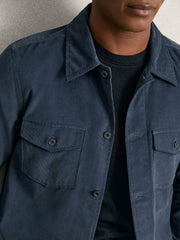 Cotton Corduroy Twin-Pocket Overshirt Airforce Blue | Mens