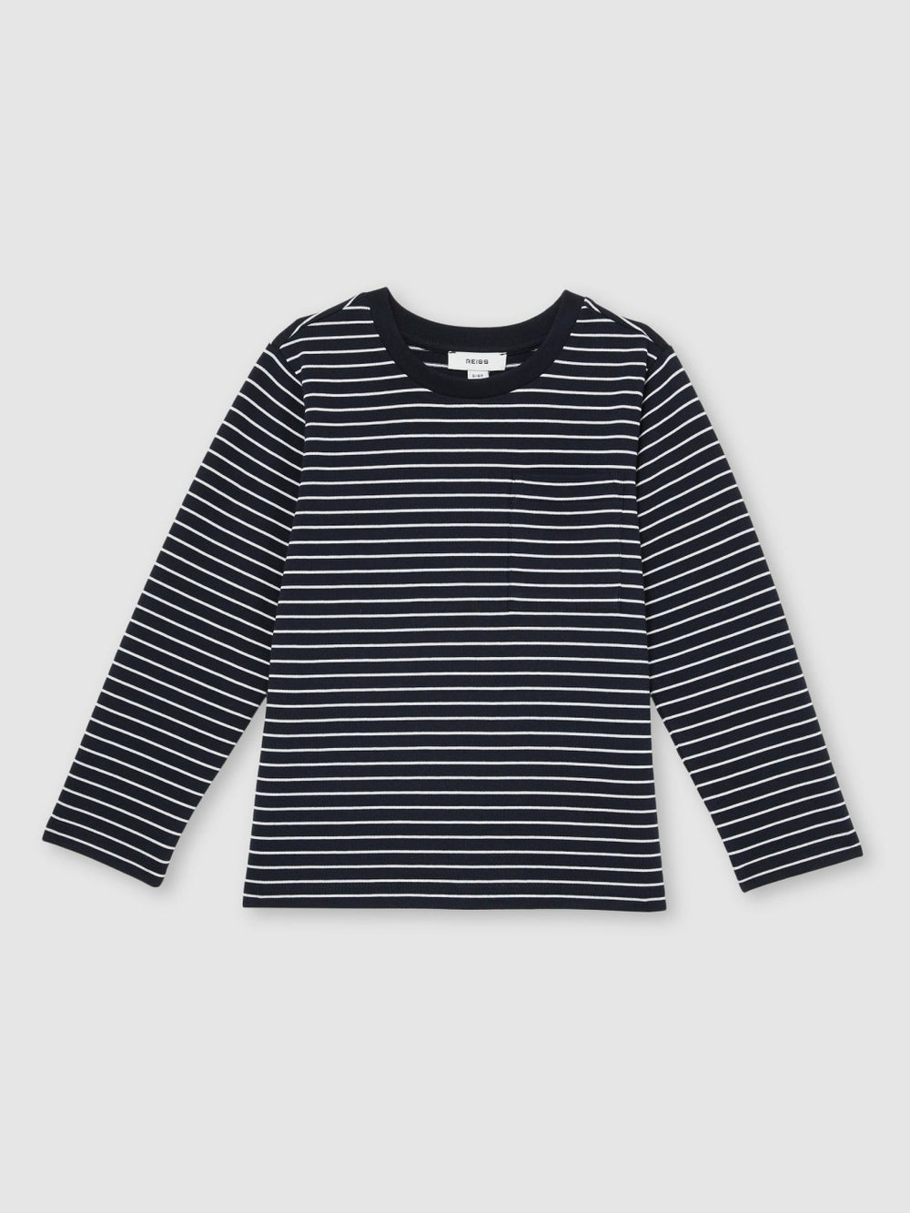 13-14 yrs Stretch-Cotton Stripe T-Shirt Navy/White | Children