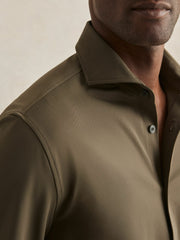 Stretch Jersey Cutaway-Collar Shirt Olive Green | Mens
