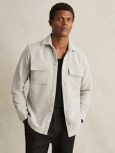 Moleskin-Cotton Twin-Pocket Overshirt Soft Grey Melange | Mens