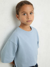 3-9 yrs Cotton Oversized Cropped T-Shirt Blue | Children
