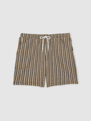 Zig-Zag Knit Drawstring Shorts Tobacco Brown | Mens