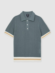 | Ché Cotton Knit Polo Shirt Airforce Blue | Mens