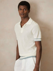 | Ché Cotton Knit Polo Shirt White | Mens