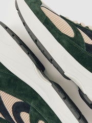 Panelled Running Trainers Forest Green/Stone | Mens