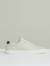 Tumbled-Leather Low-Top Trainers Off White/Green | Mens