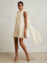 Draped Chiffon Sleeveless Mini Dress Ivory | Womens